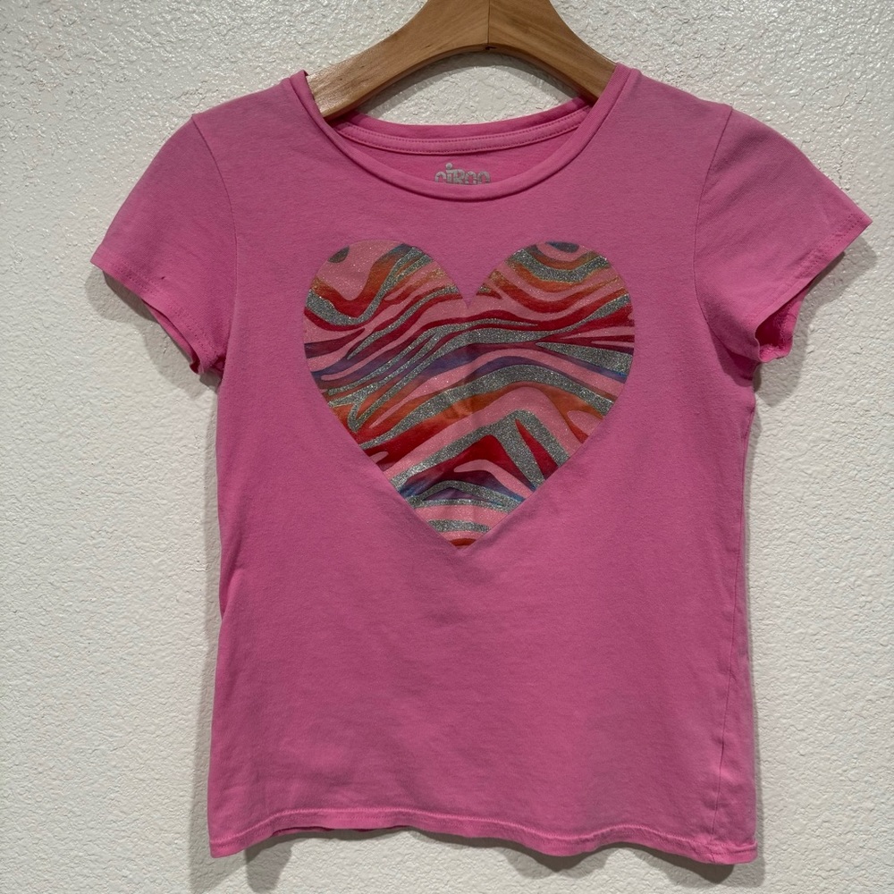 kids circo pink zebra print heart graphic short sleeve t shirt top